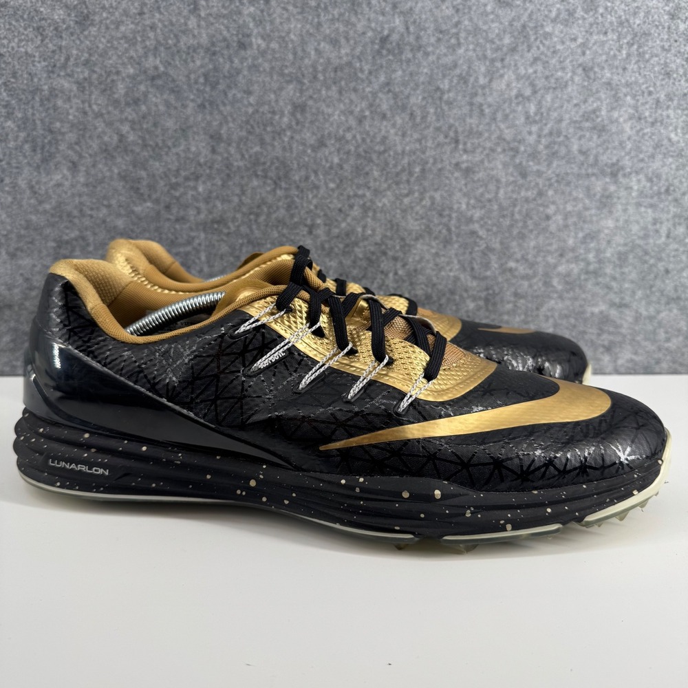 Nike NikeiD Lunarlon Track Spikes Mens 11.5 Black Gold Cleats 843249-992